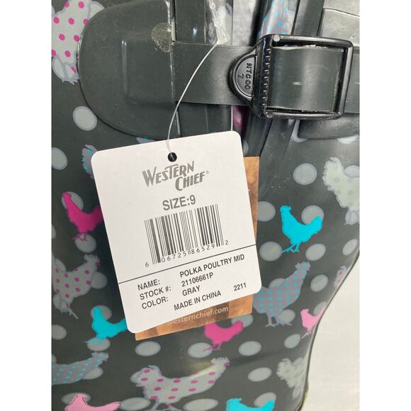 Western Chief Women's Polka Poultry Mid Calf Rain Boots NWT sz 9 - Picture 8 of 8